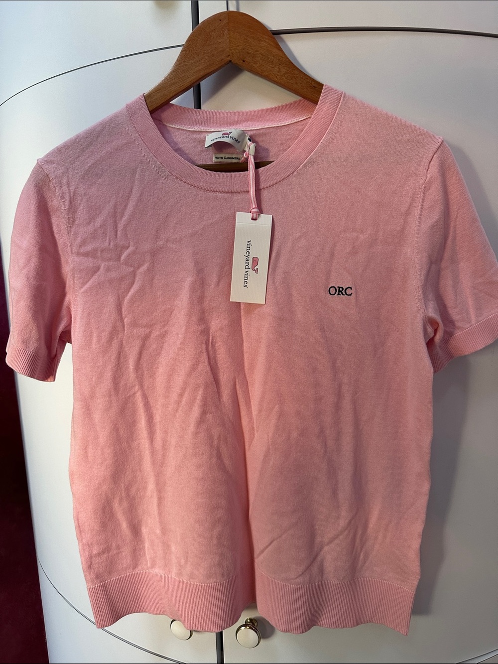 Women’s Vineyard vines  Pink ORC Short Sleeve Knit Top cashmere, new with tag, M